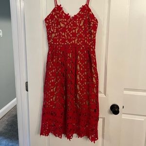 Red lace cocktail dress